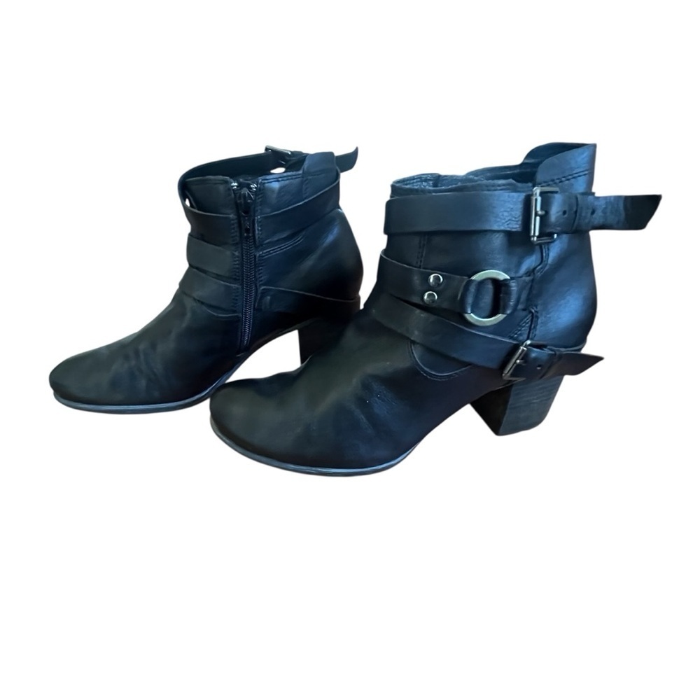Josef Seibel Britney Black Edgy Moto Ankle Biker Buckle Booties EU 39 US 8-8.5